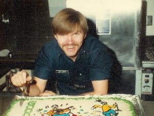 #300=Elliott with farewell cake at Glenwood; 1981